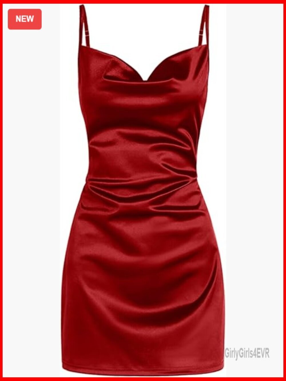 Satin Sleeveless Spaghetti Strap Cowl Neck Mini Dress Club Cocktail